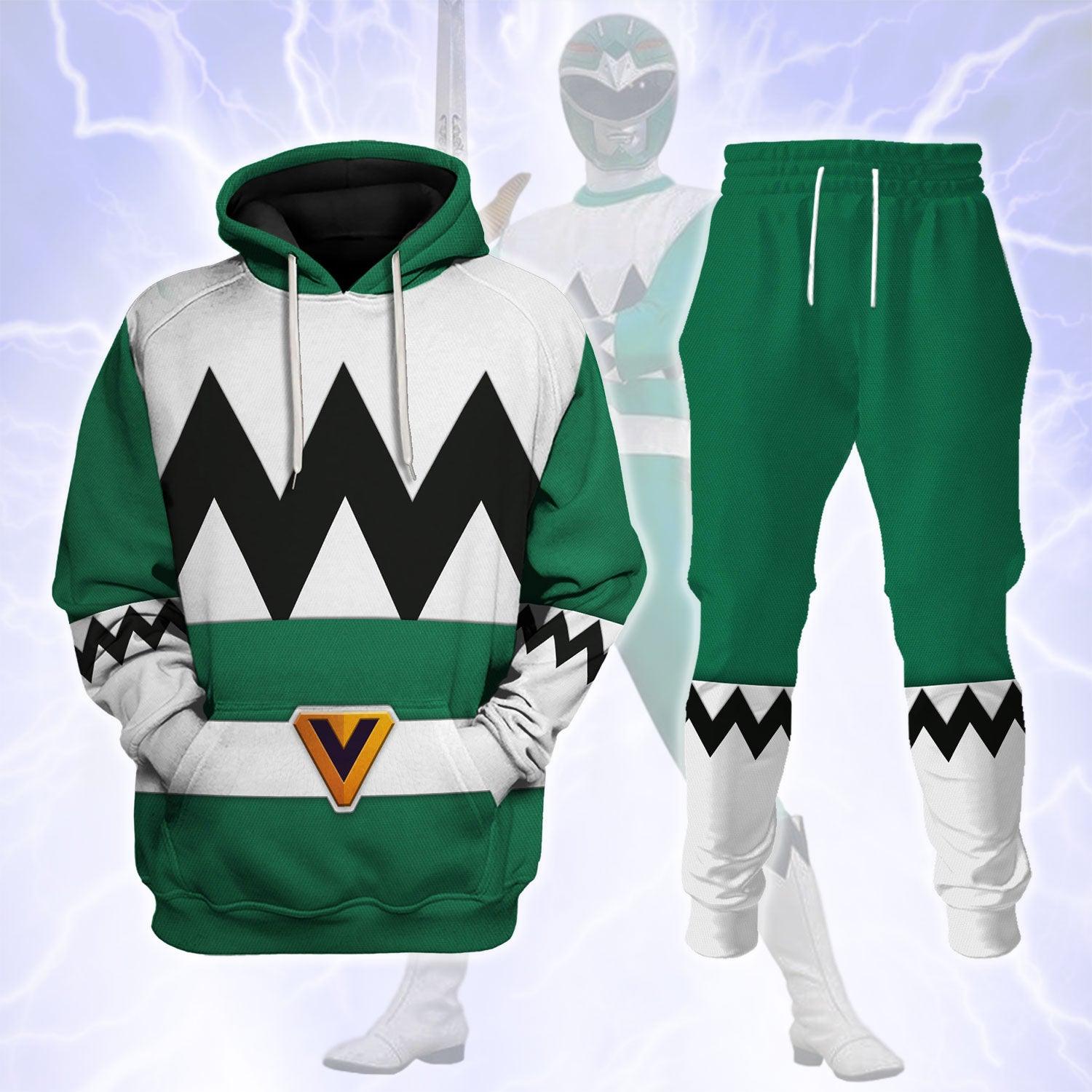 Gearhomie Power Rangers Lost Galaxy Green Costume Hoodie Sweatshirt T-Shirt Tracksuit - Gearhomie.com
