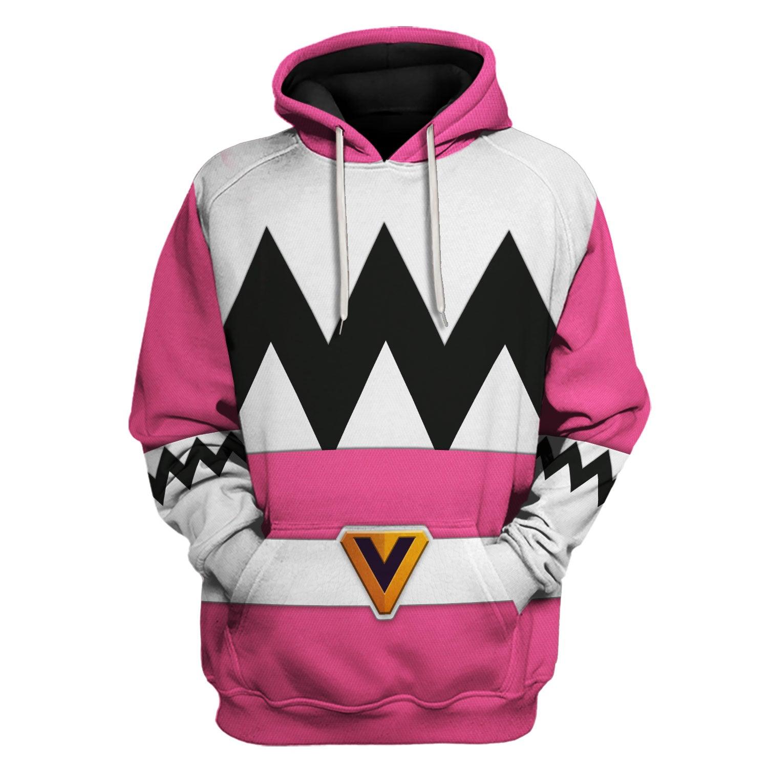 CustomsPig Power Rangers Lost Galaxy Pink Costume Hoodie Sweatshirt T-Shirt Tracksuit