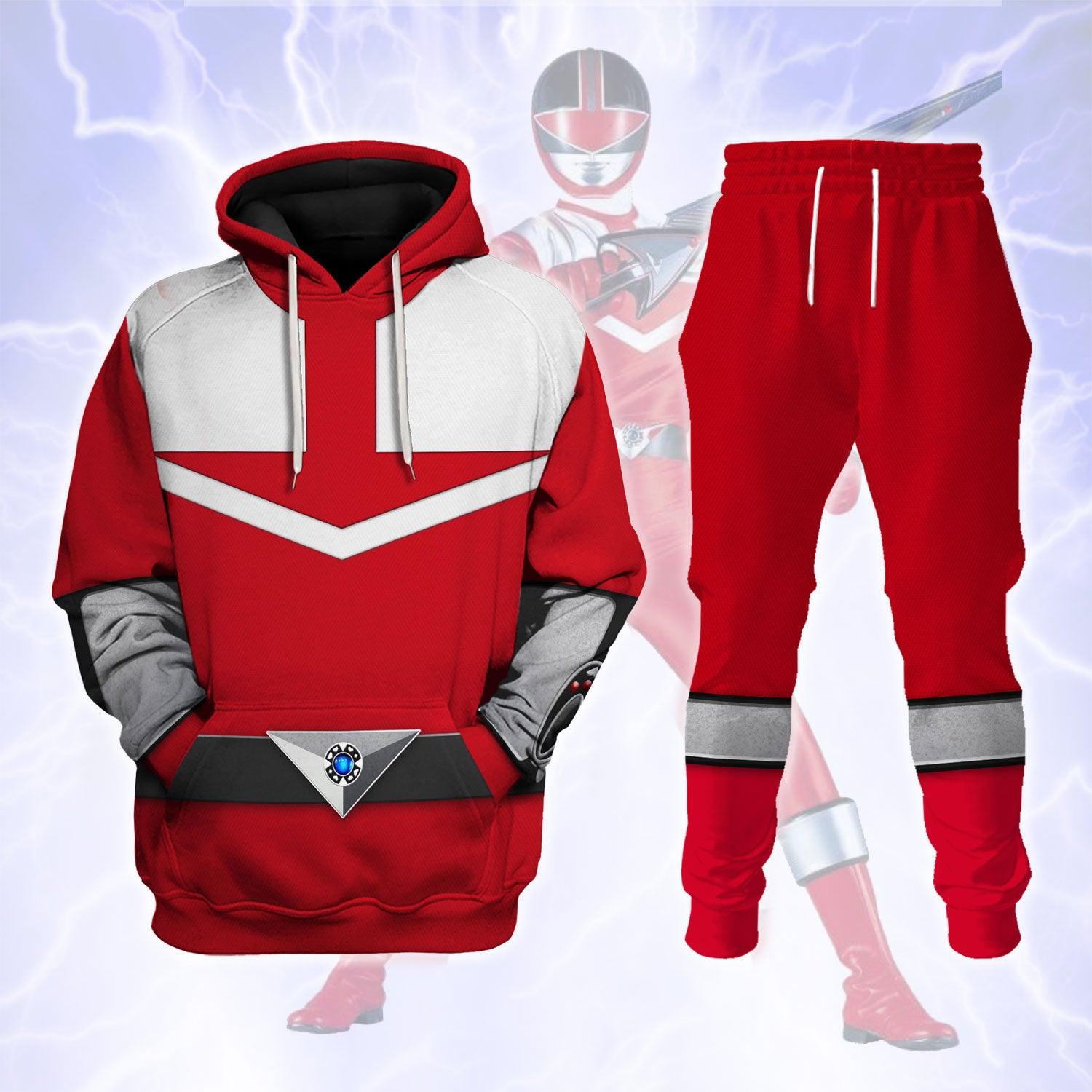 Gearhomie Power Rangers Time Force (2001) Red Hoodies Sweatshirt T-shirt Hawaiian Tracksuit - Gearhomie.com