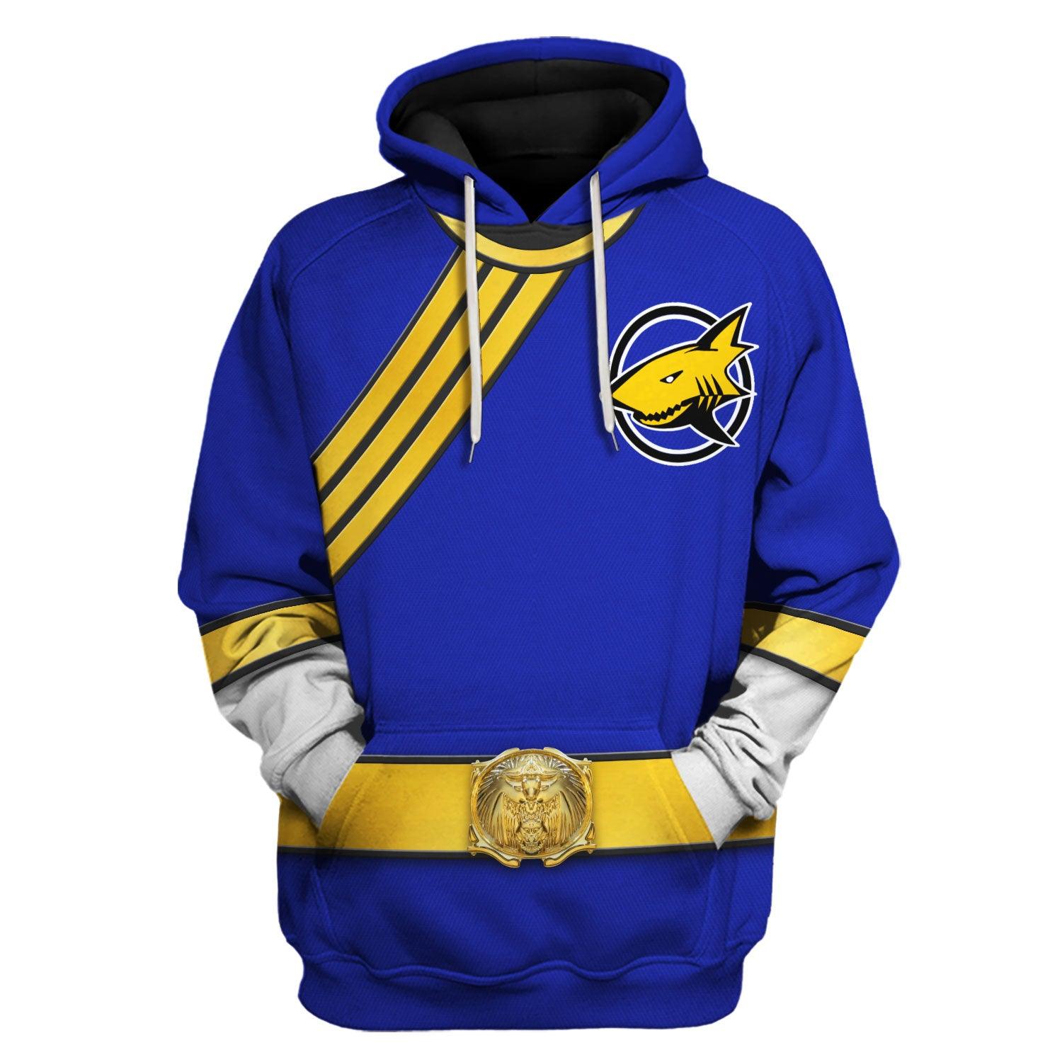 CustomsPig Power Rangers Wild Force Blue Costume Hoodie Sweatshirt T-Shirt Tracksuit
