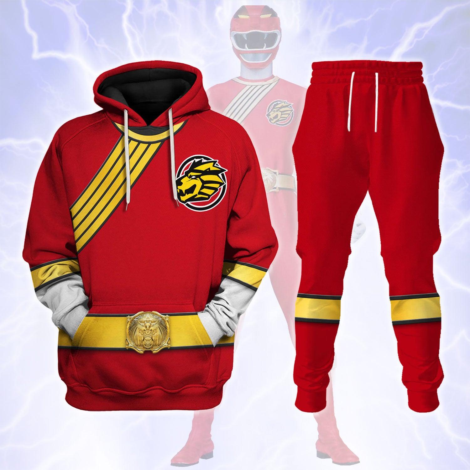 Gearhomie Power Rangers Wild Force Red Costume Hoodie Sweatshirt T-Shirt Tracksuit - Gearhomie.com