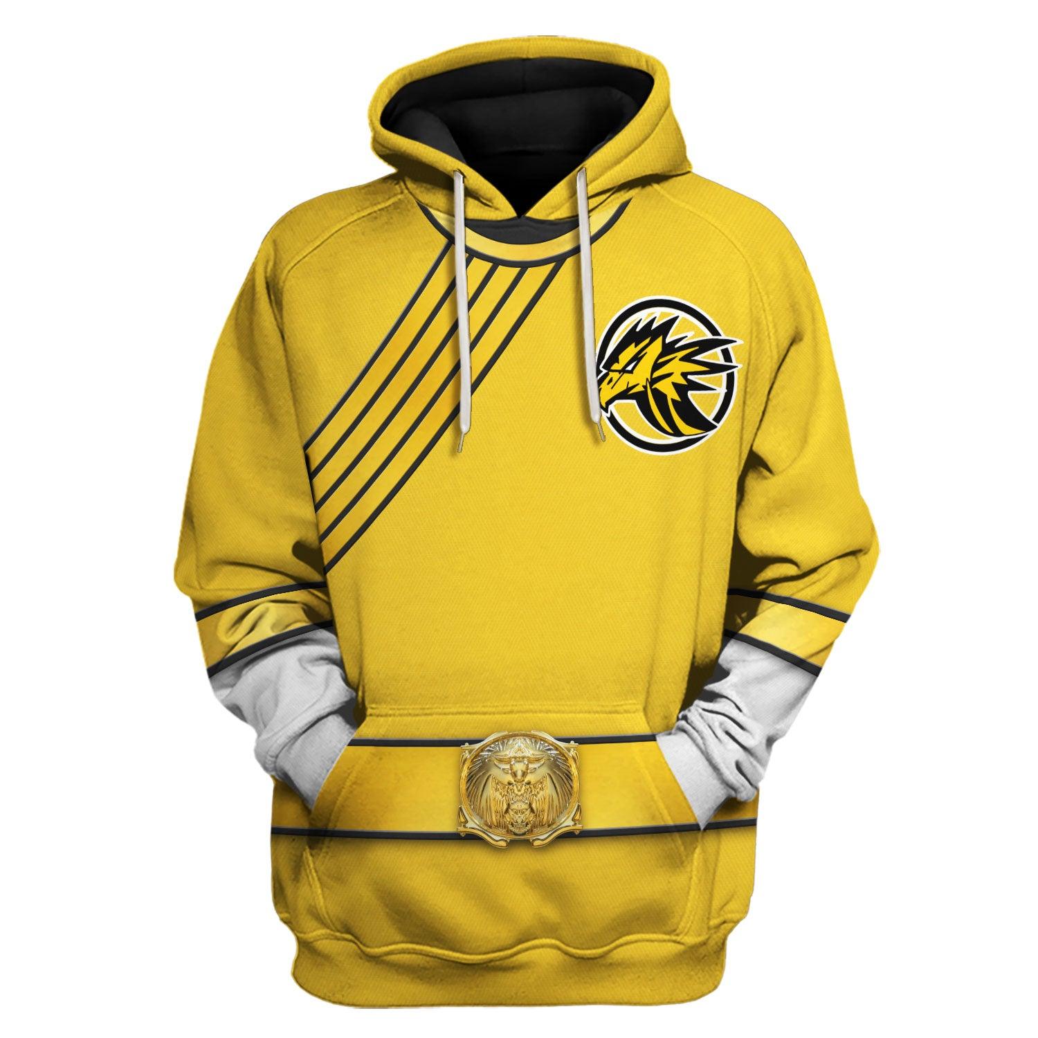CustomsPig Power Rangers Wild Force Yellow Costume Hoodie Sweatshirt T-Shirt Tracksuit