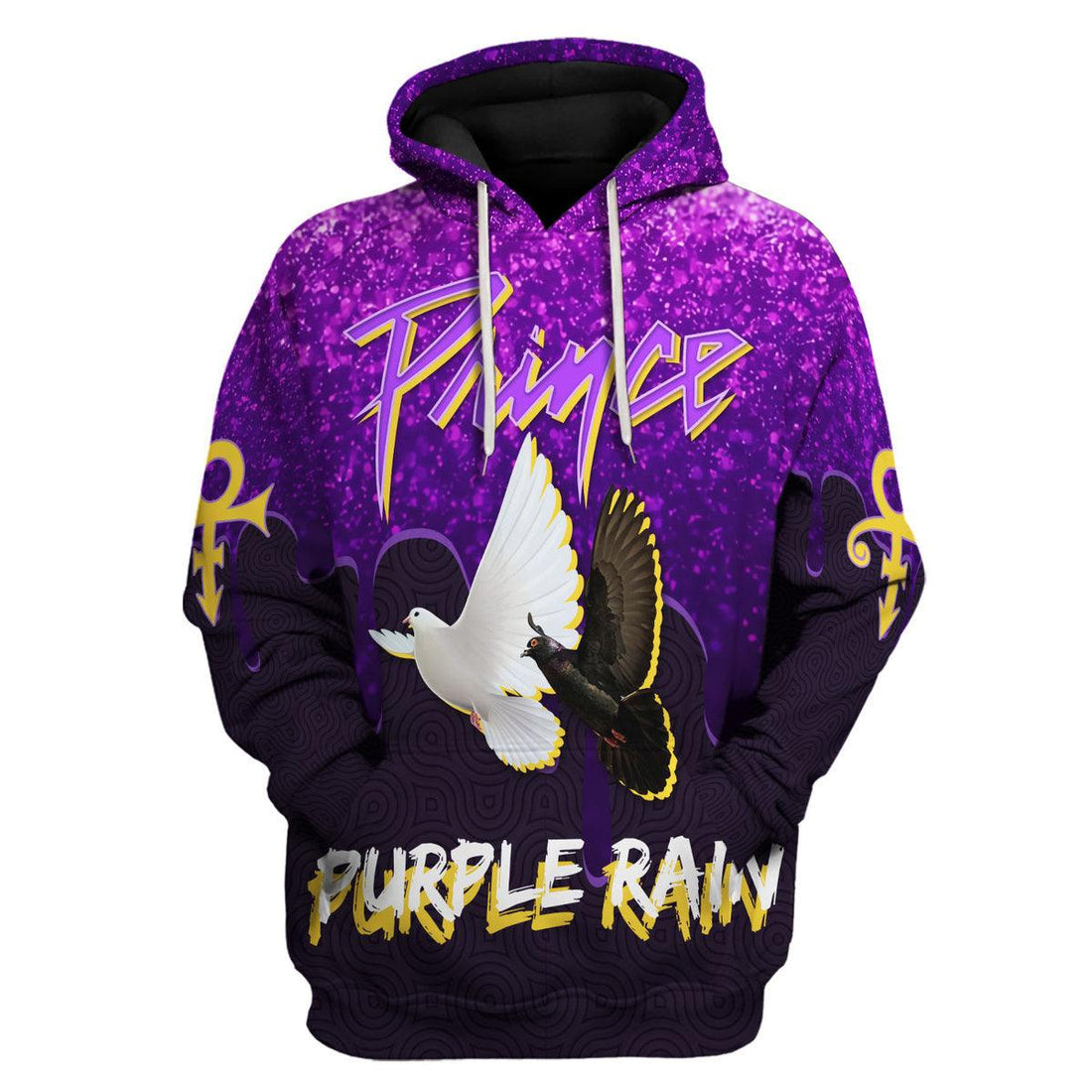 CustomsPig Purple Rain Doves Unisex Pullover Hoodie, Sweatshirt, T-Shirt - CustomsPig.com