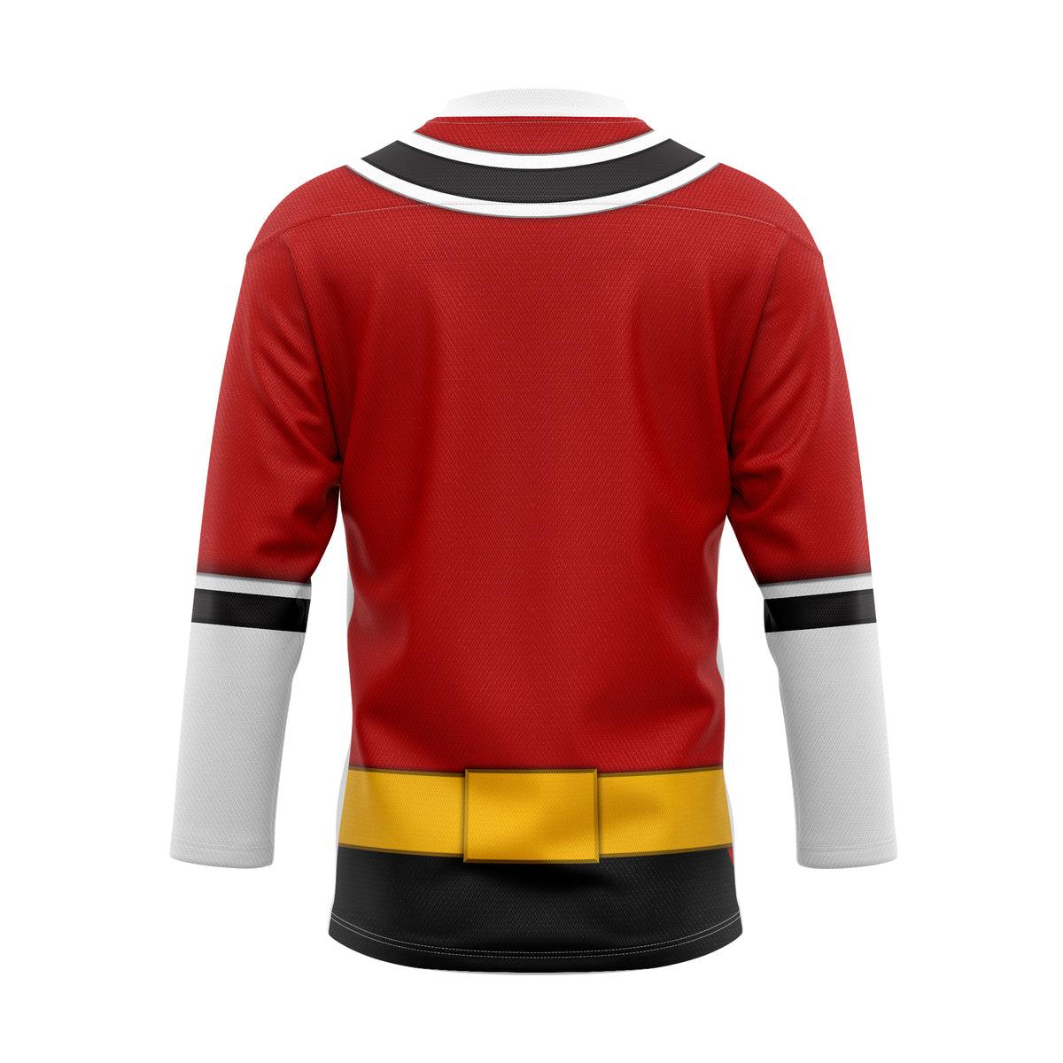 CustomsPig Red Power Rangers Samurai Hockey Jersey - DucG