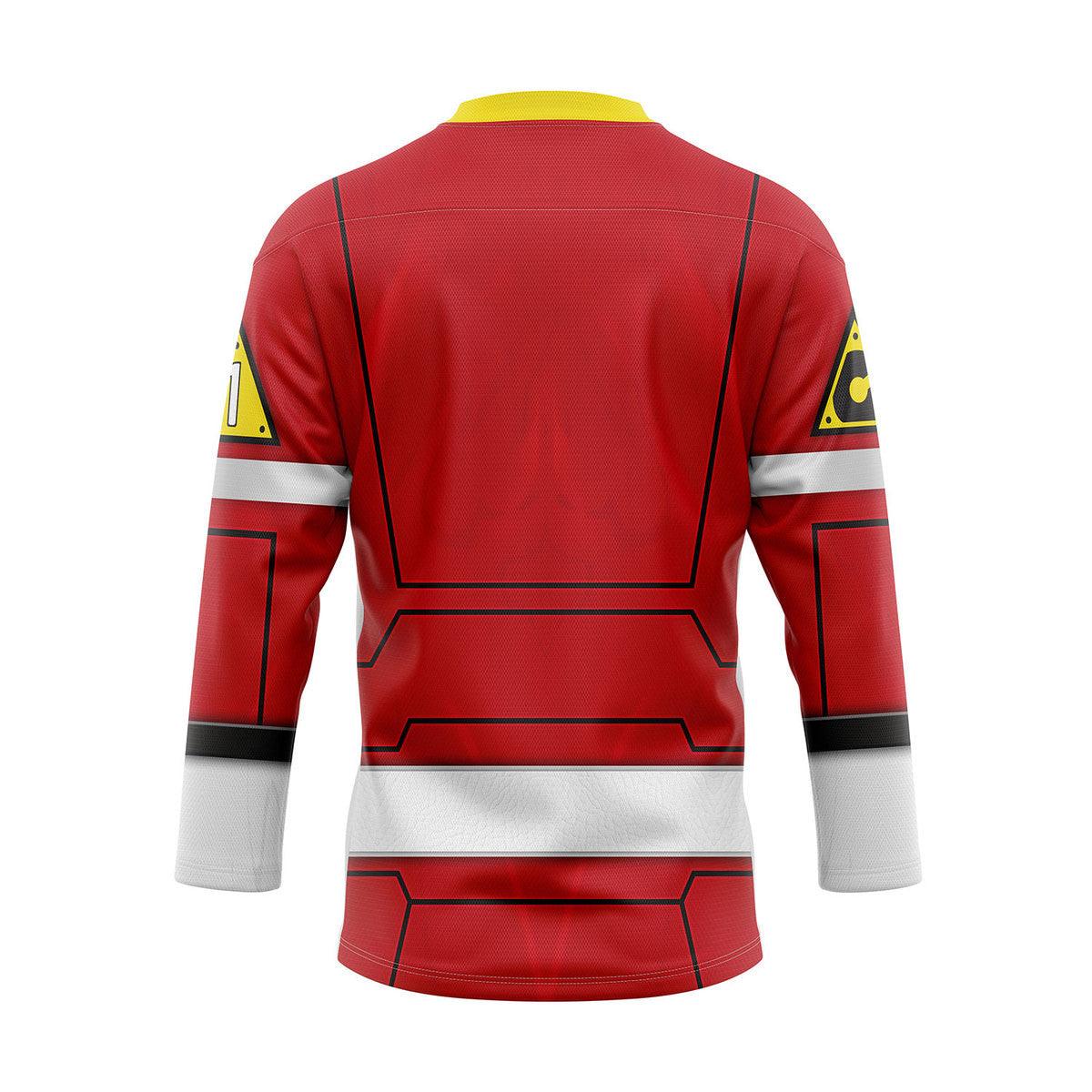  CustomsPig Red Power Rangers Turbo Hockey Jersey -  CustomsPig.com