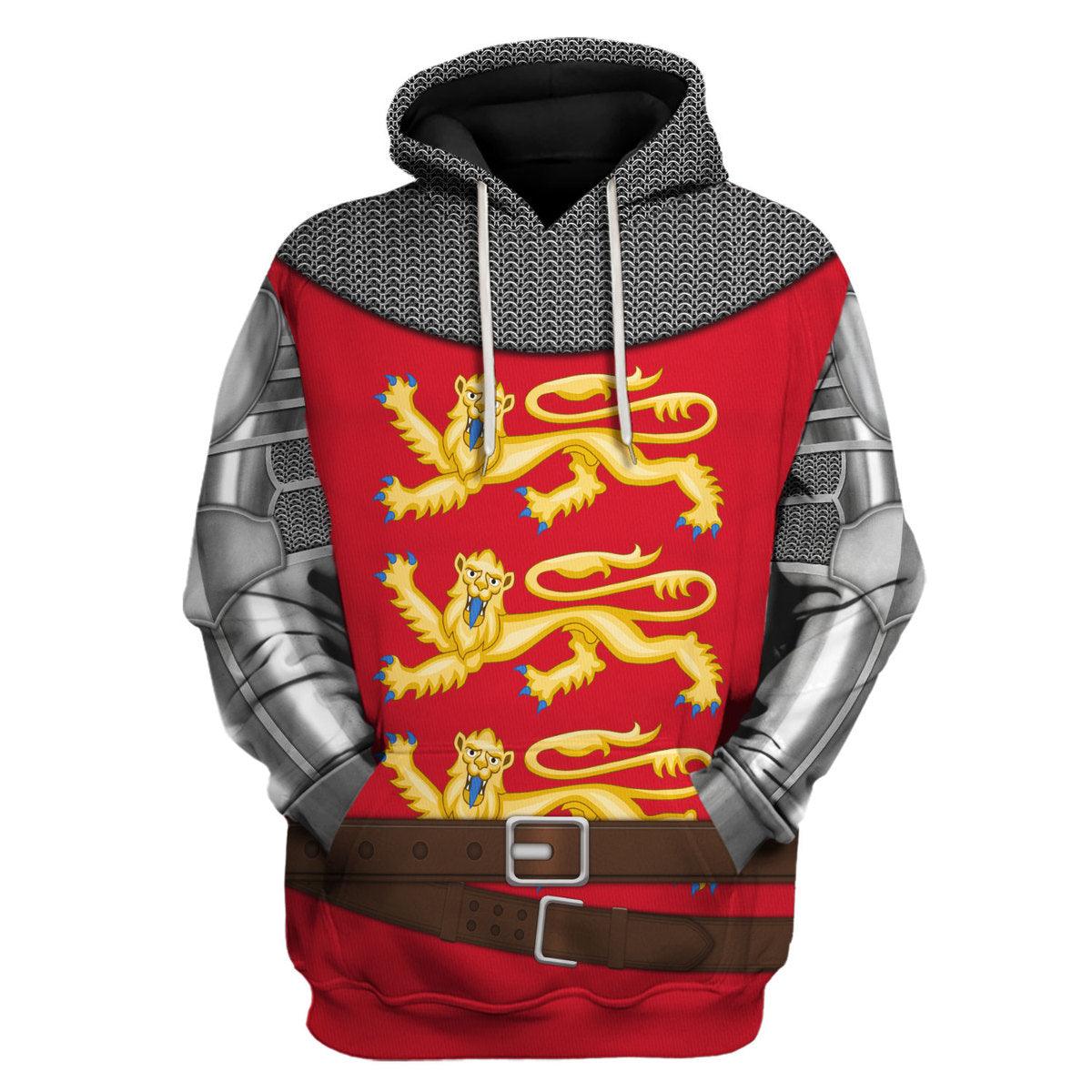 CustomsPig Richard The Lionheart Knight A Royal Heraldry Costume Hoodie Sweatshirt T-Shirt Tracksuit