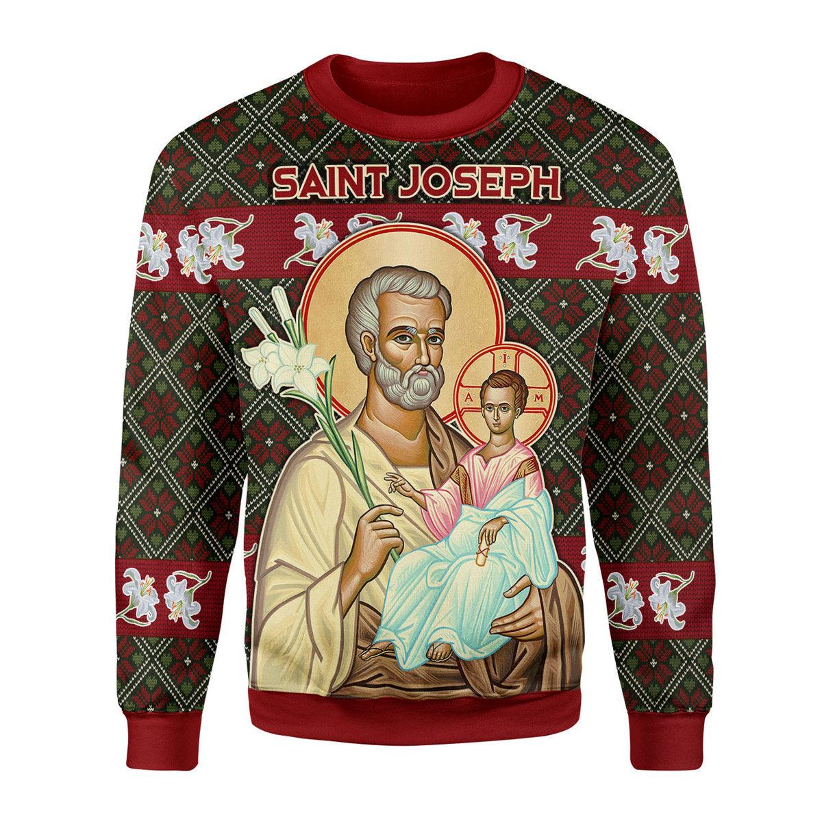 CustomsPig Saint Joseph and Child Jesus Christmas Sweater - CustomsPig.com