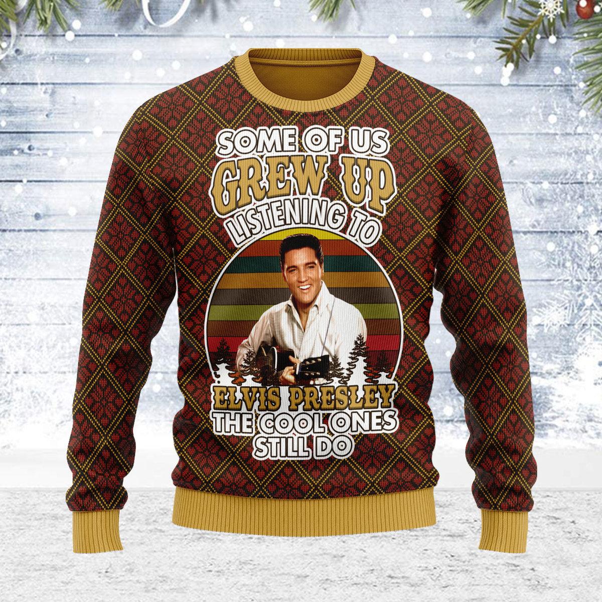 Gearhomie Some of us Grew up Listening to Elvis Christmas Ugly Sweater - Gearhomie.com