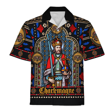 CustomsPig Stained Glass - Charlemagne Hawaiian Shirt Polo Shirt Beach short - CustomsPig.com