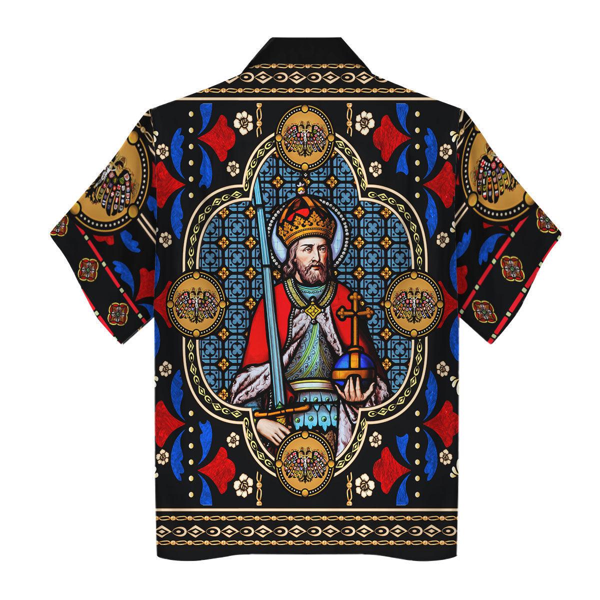 Gearhomie Stained Glass - Charlemagne Hawaiian Shirt Polo Shirt Beach short - Gearhomie.com