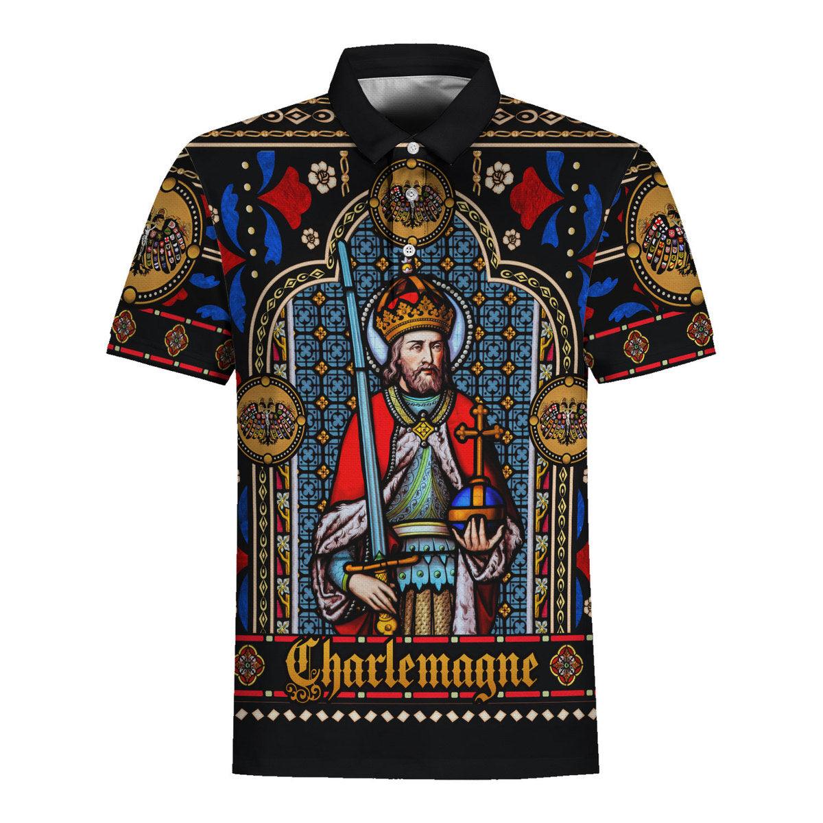 CustomsPig Stained Glass - Charlemagne Hawaiian Shirt Polo Shirt Beach short - CustomsPig.com