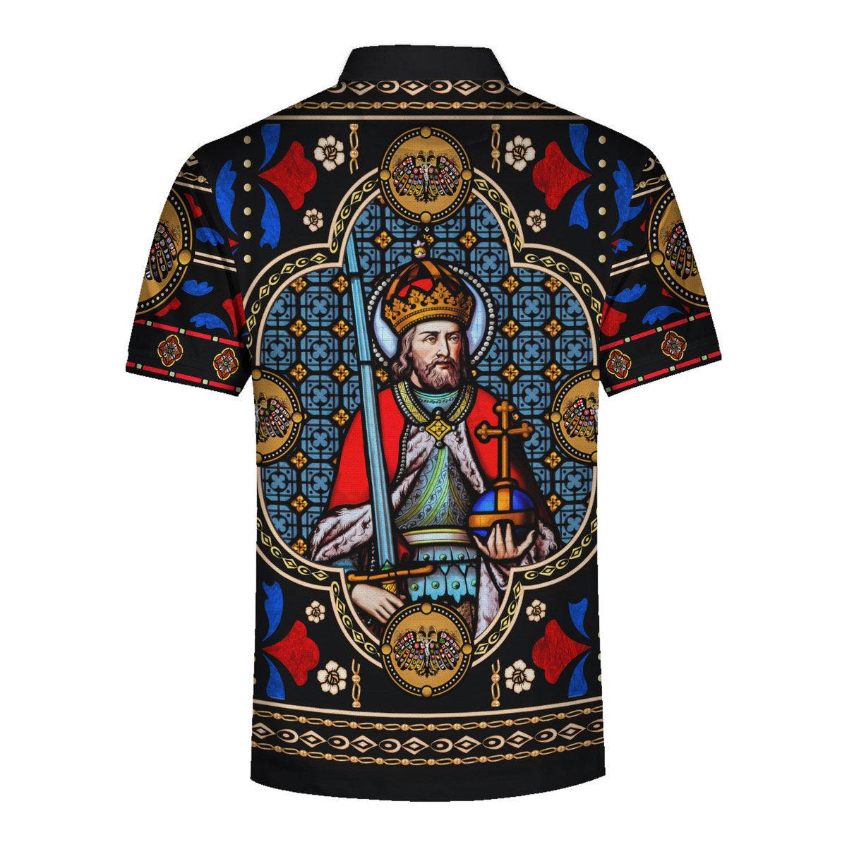 CustomsPig Stained Glass - Charlemagne Hawaiian Shirt Polo Shirt Beach short - CustomsPig.com