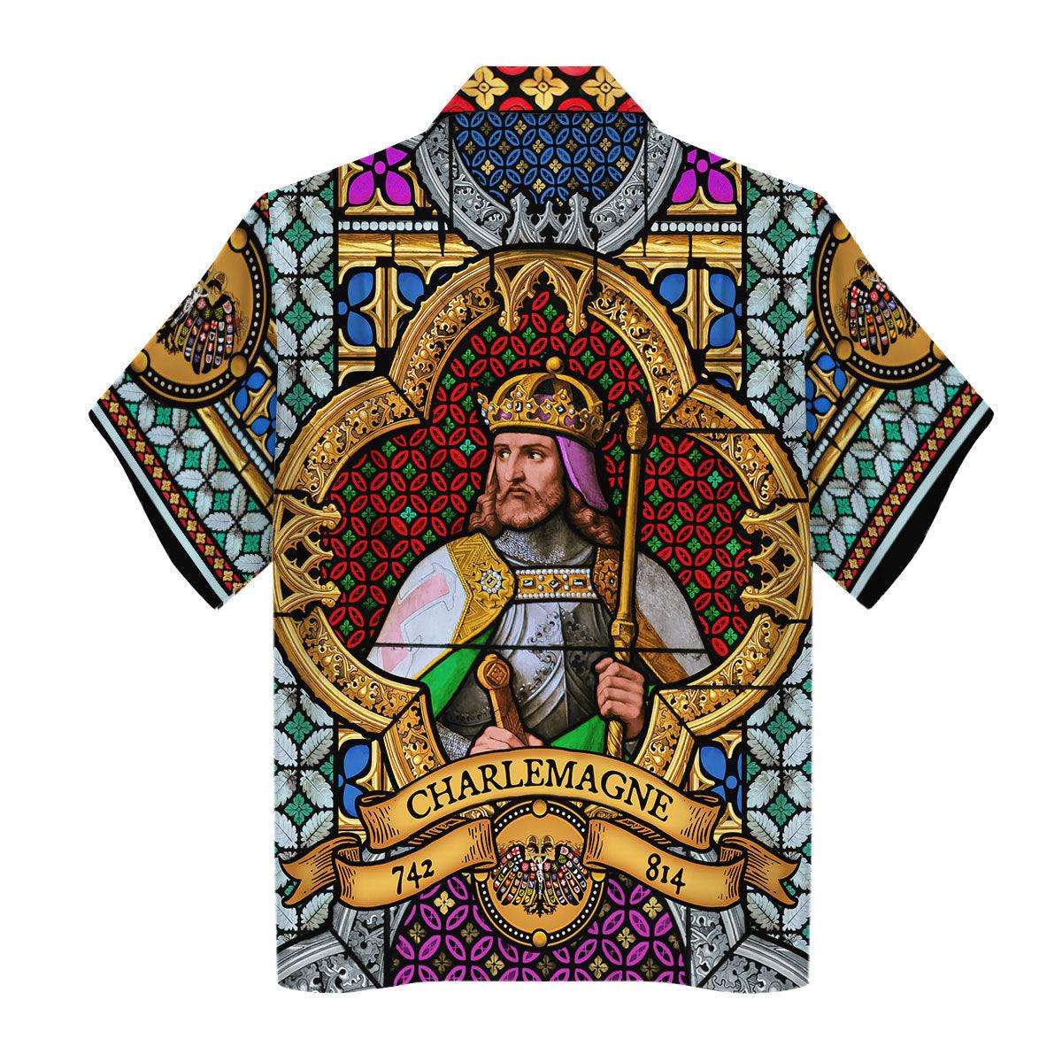 CustomsPig Stained Glass Window of Charlemagne Hawaiian Shirt Polo Shirt Beach short - CustomsPig.com