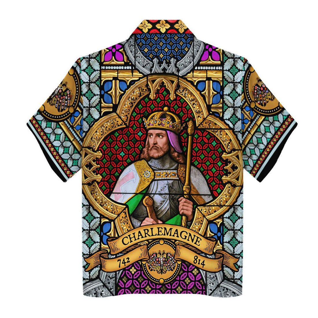 Gearhomie Stained Glass Window of Charlemagne Hawaiian Shirt Polo Shirt Beach short - Gearhomie.com