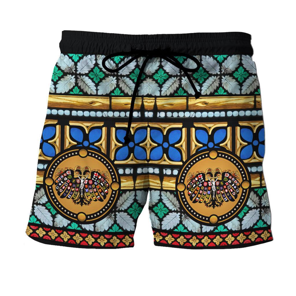 Gearhomie Stained Glass Window of Charlemagne Hawaiian Shirt Polo Shirt Beach short - Gearhomie.com