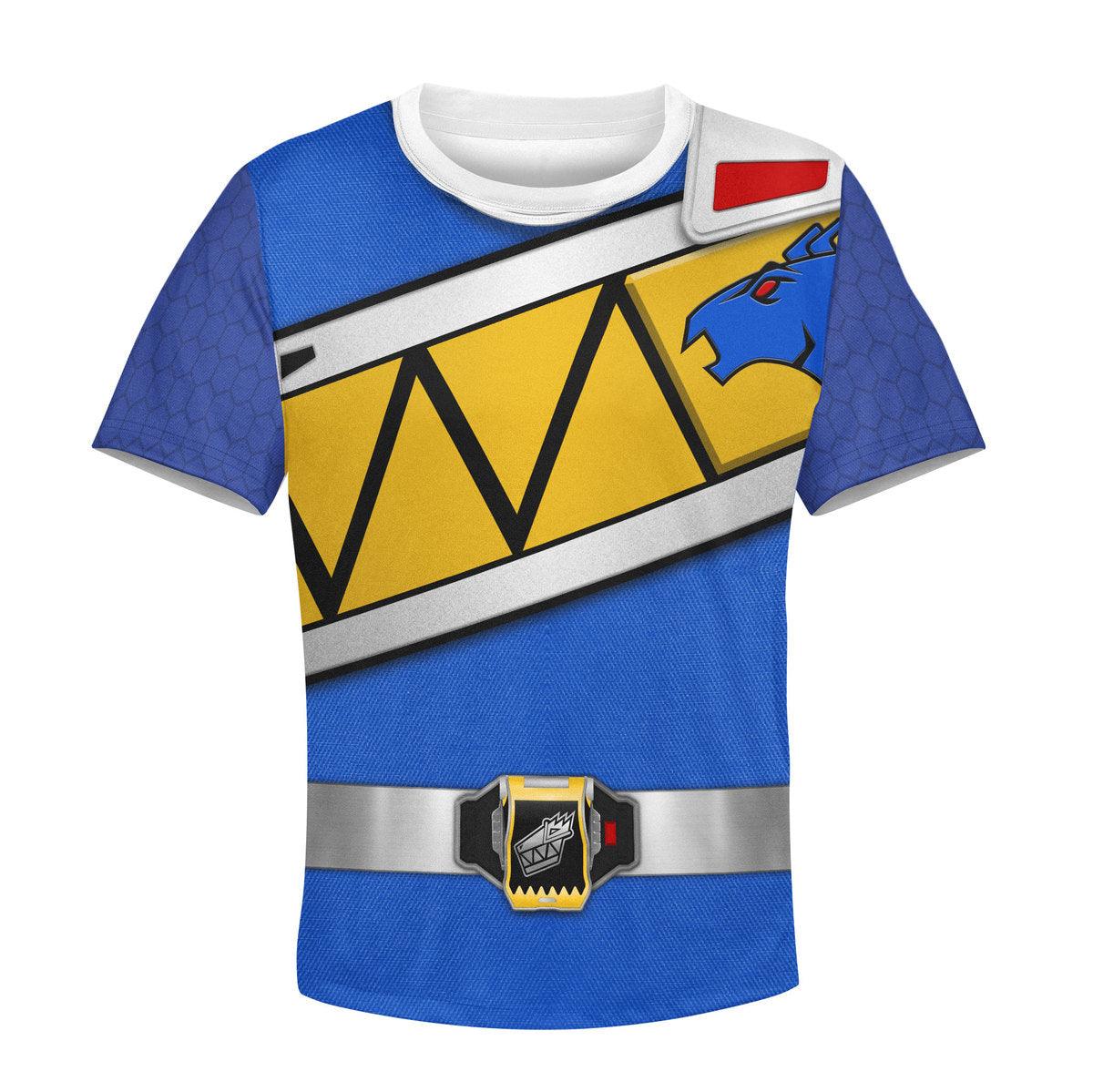 CustomsPig Unisex Kid Tops Blue Power Rangers Dino Charge 3D Apparel - DucG