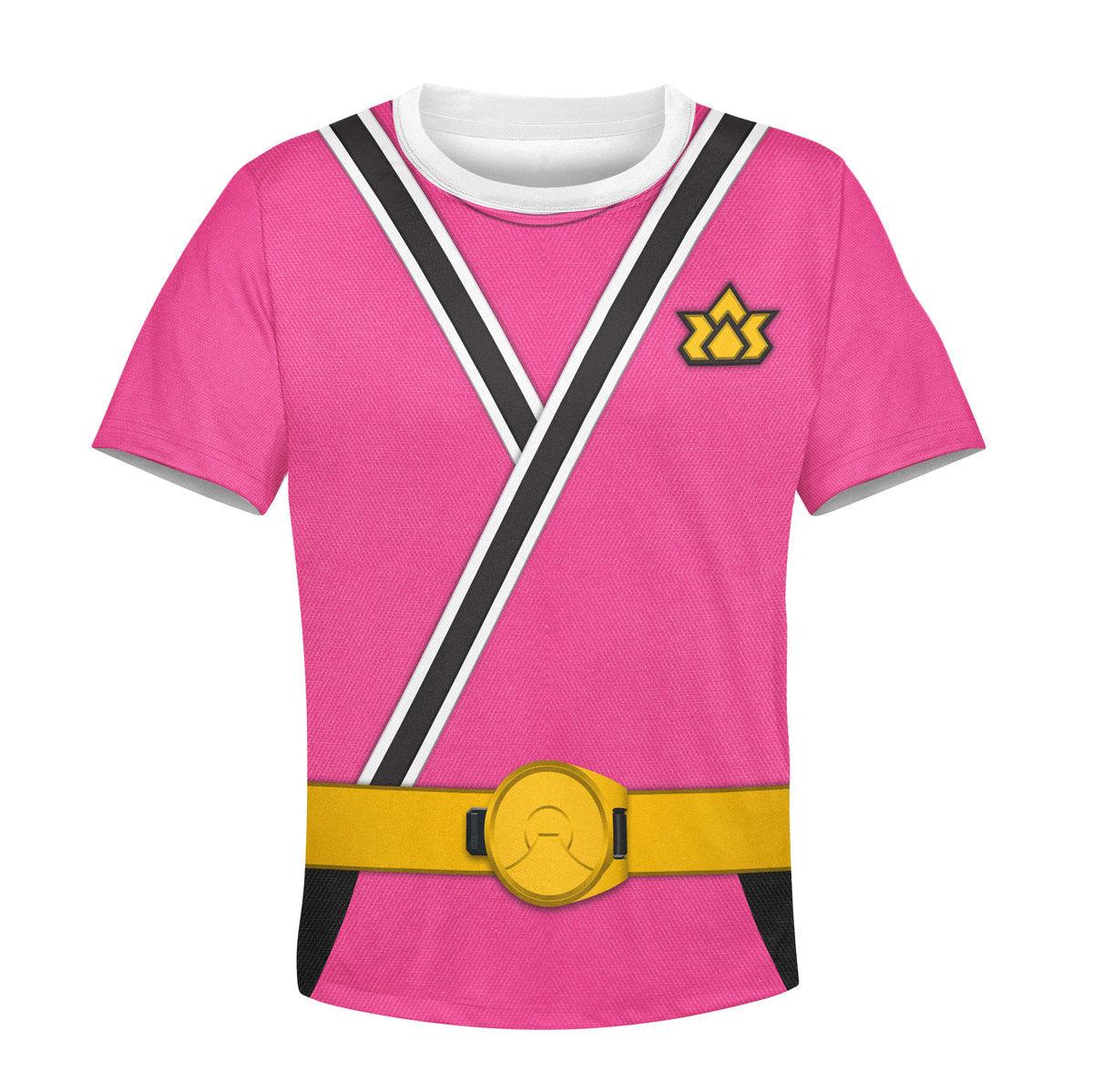 GearHomie Unisex Kid Tops Pink Power Rangers Samurai 3D Apparel - DucG