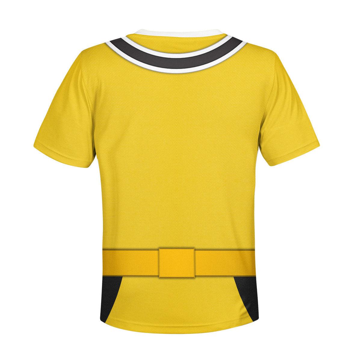CustomsPig Unisex Kid Tops Yellow Power Rangers Samurai 3D Apparel - DucG