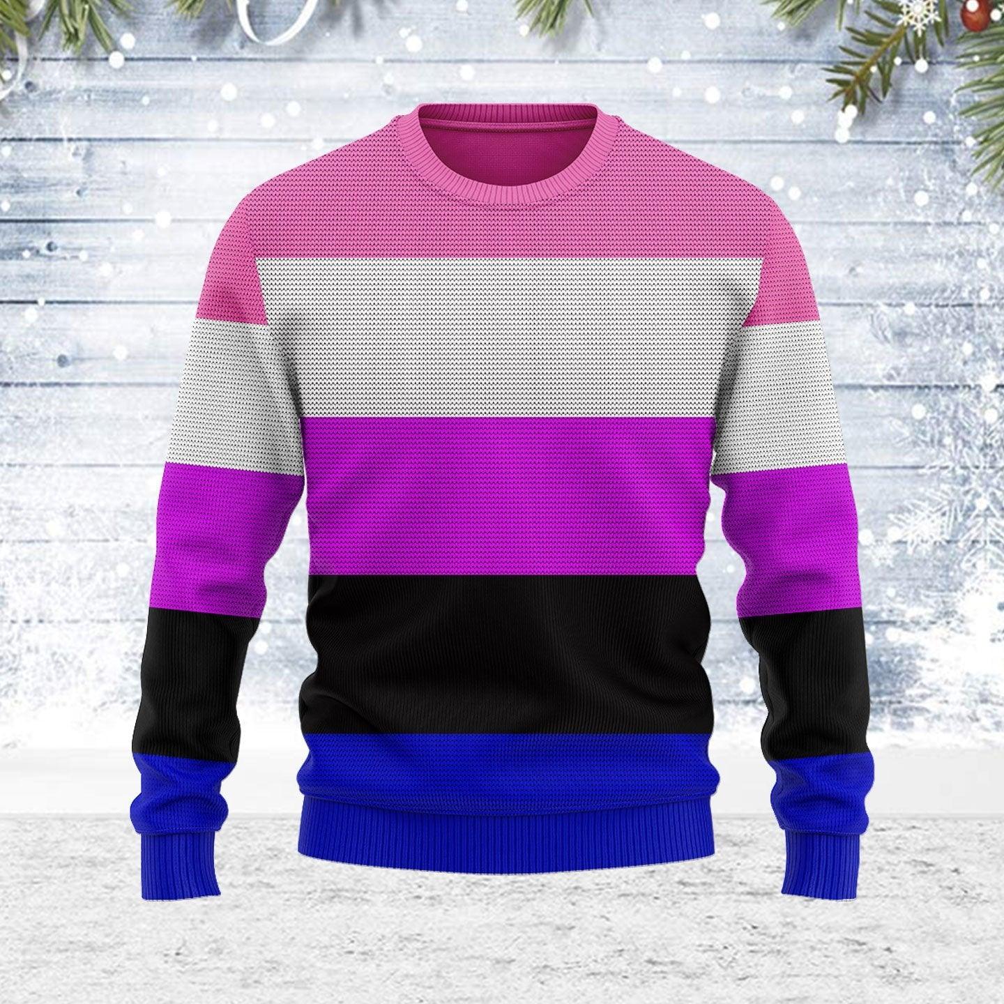 Genderfluid Pride Flag Ugly Christmas Sweater - DucG