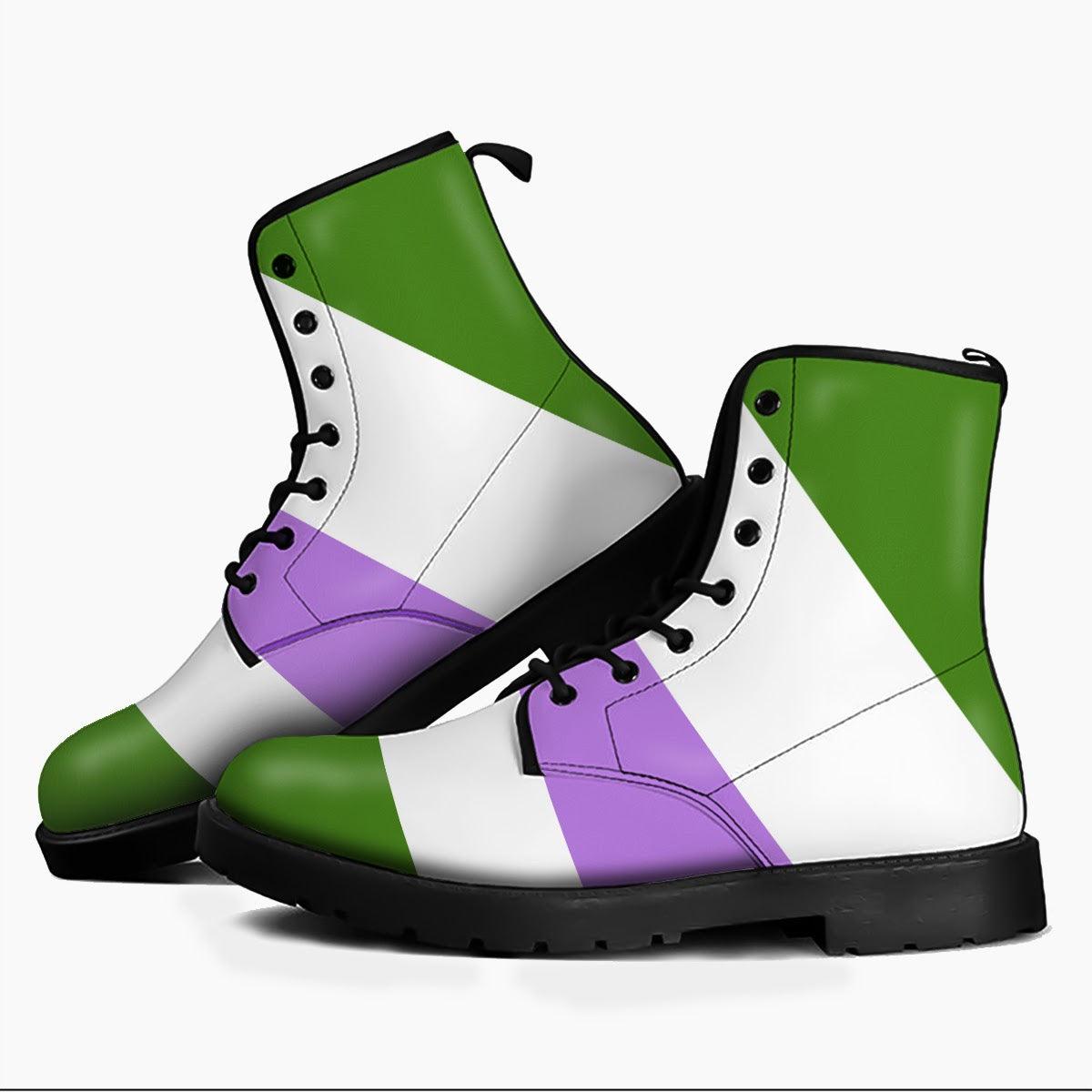 Genderqueer Pride Flag Leather Boots - CustomsPig