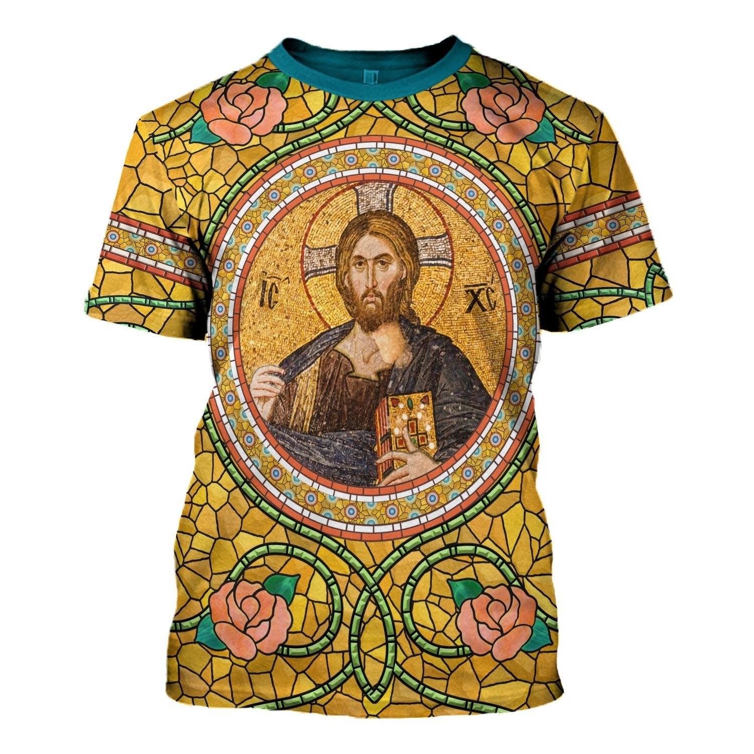 Glass Golden Jesus Eastern Orthodox - CustomsPig