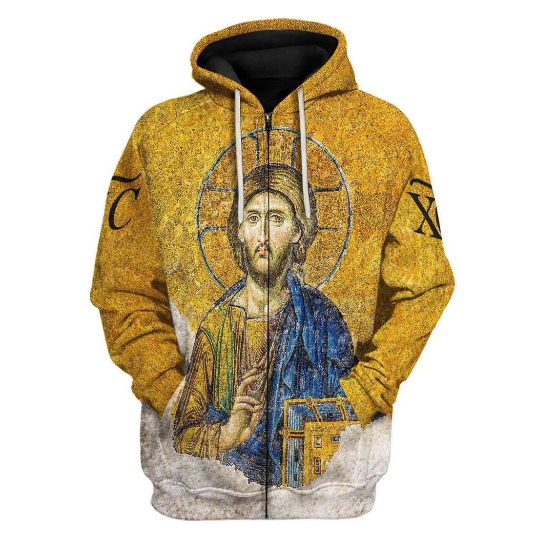 Gold Christian Orthodox Jesus Zip Hoodie - CustomsPig