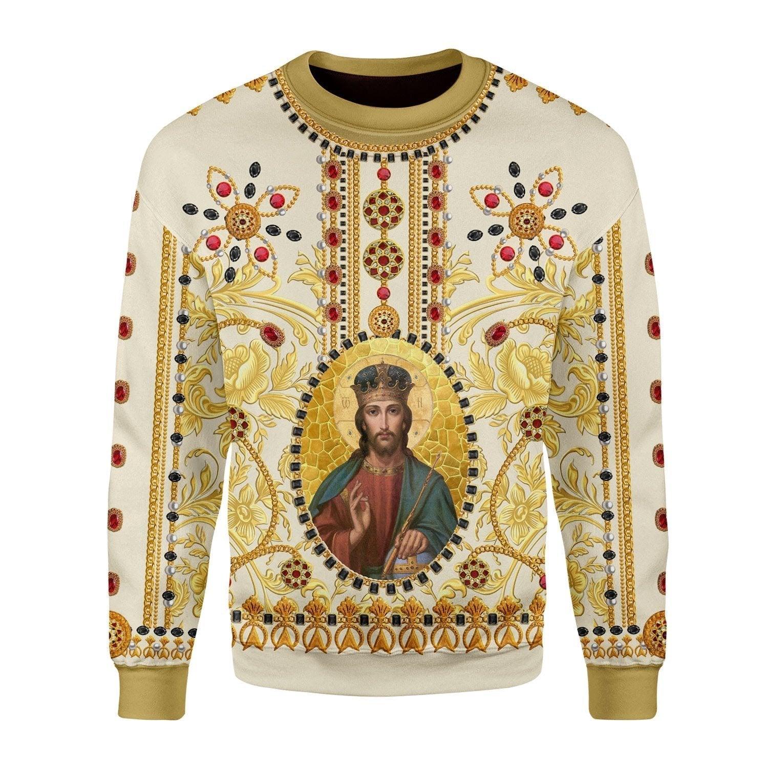 Golden Pattern Jesus Christ Sweatshirt - DucG
