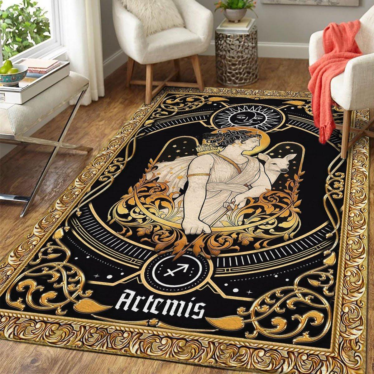 Greek Mythology Artemis Sagittarius Zodiac Rug - CustomsPig