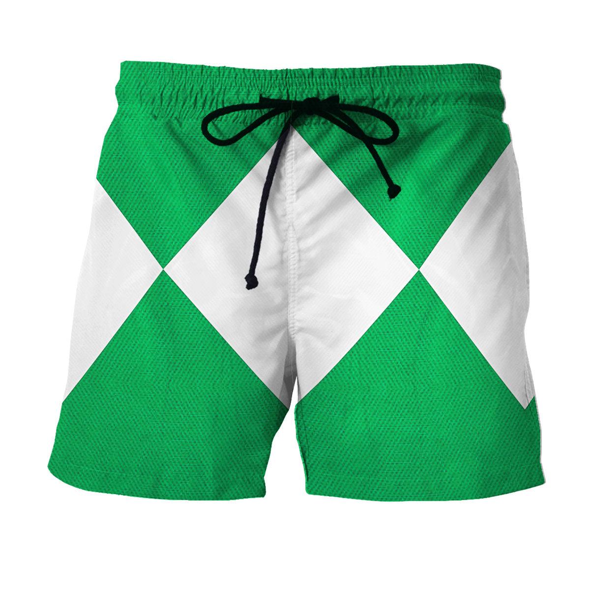 Green Ranger Dragon Shield Hawaiian Shirt Beach Shorts - CustomsPig.com