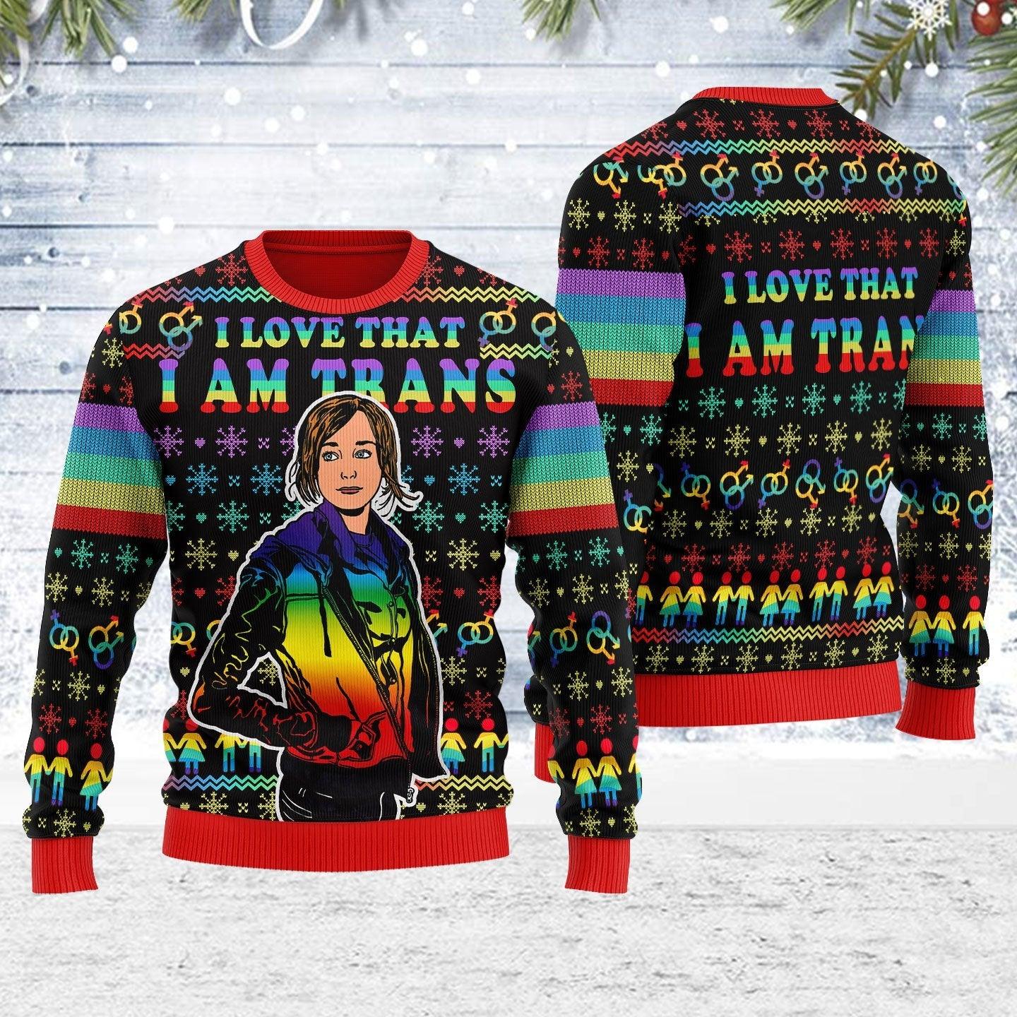 I Love That I Am Trans Ugly Christmas Sweater - CustomsPig