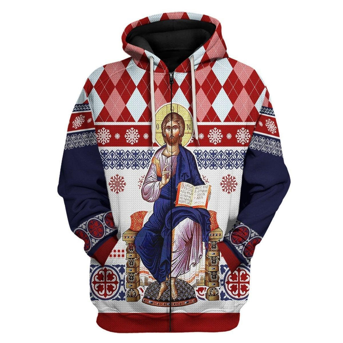 Jesus Evlogon Greek Byzantine Orthodox Zip Hoodie - DucG