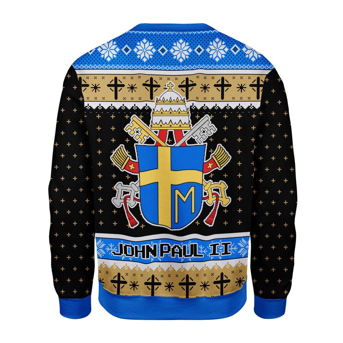 John Paul II Coat of Arms Christmas Sweater - CustomsPig