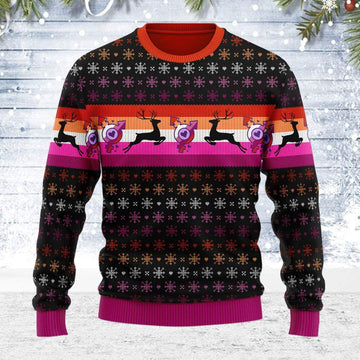 Lesbian Flag Ugly Christmas Sweater - DucG