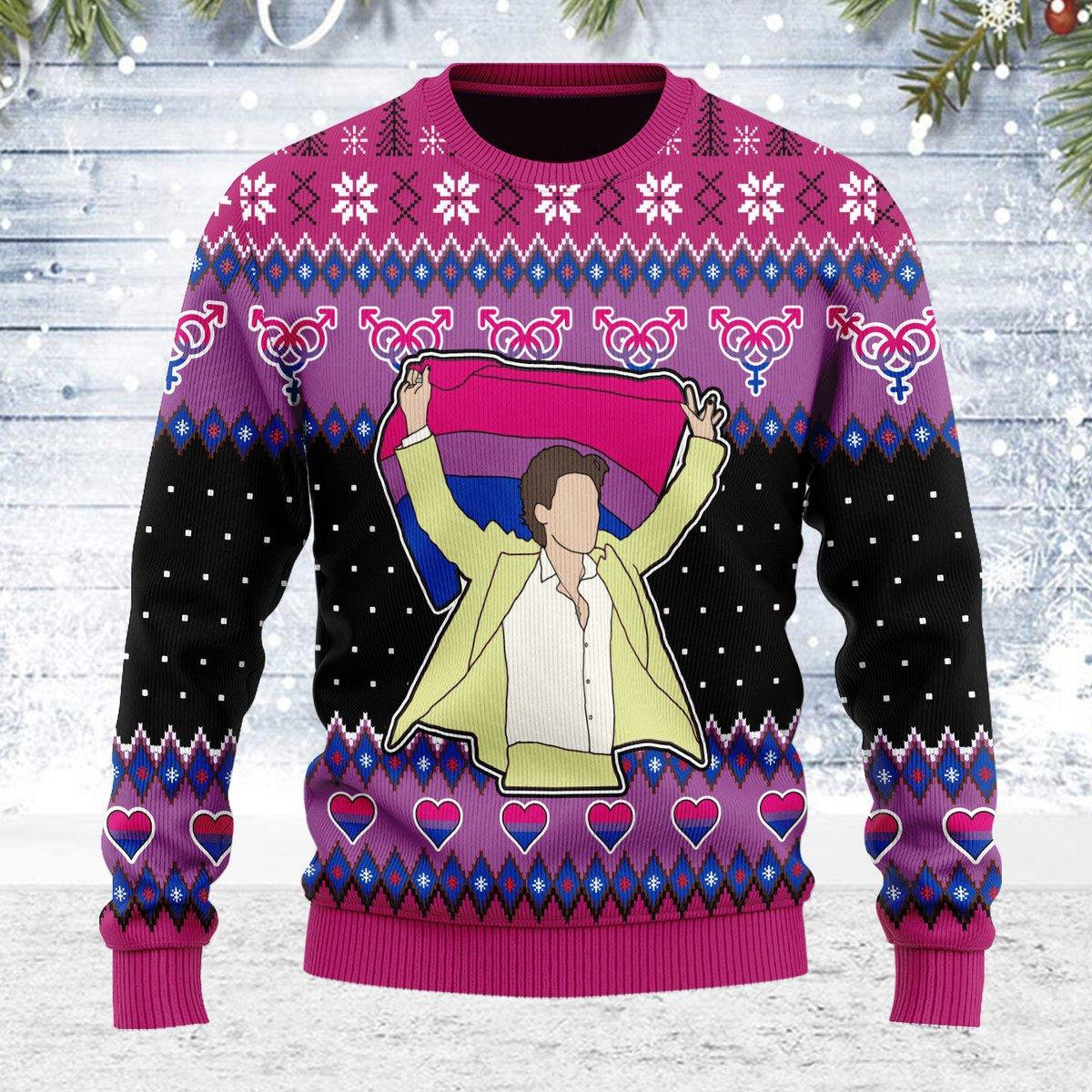 LGBT Bisexual Flag Harry Christmas Ugly Christmas Sweater - DucG