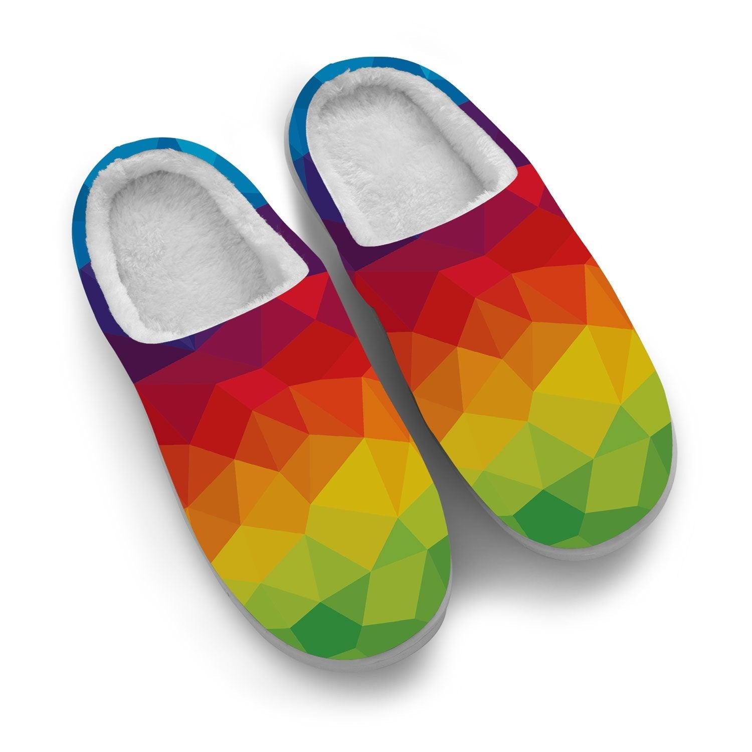 LGBT Flag Leather Fleece Slippers - CustomsPig