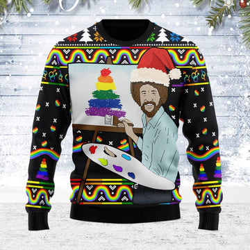 LGBT Painting Ugly Christmas Sweater - DucG