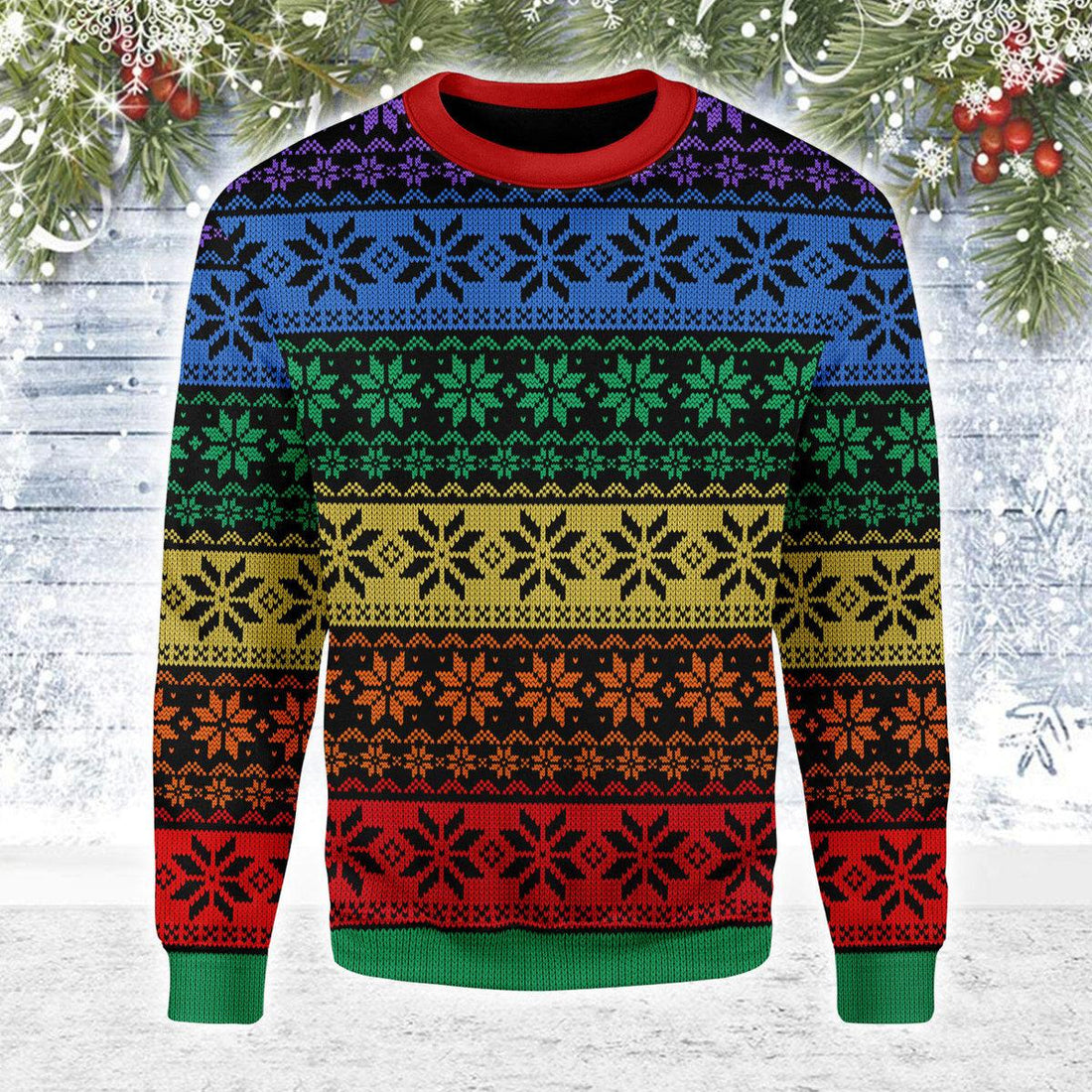 LGBT Pride Flag Ugly Christmas Sweater - DucG