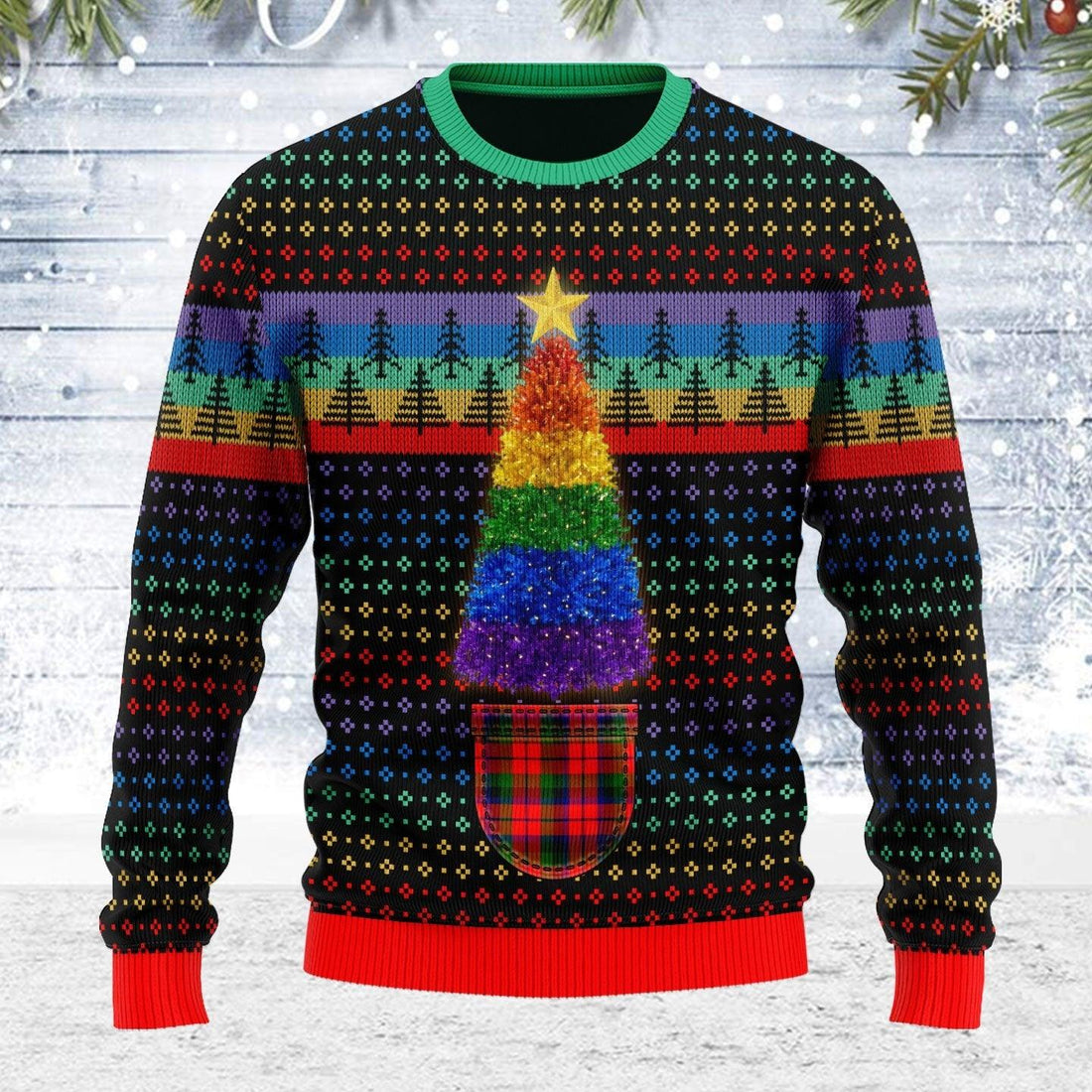 LGBTQ+ Christmas Tree Ugly Christmas Sweater - DucG