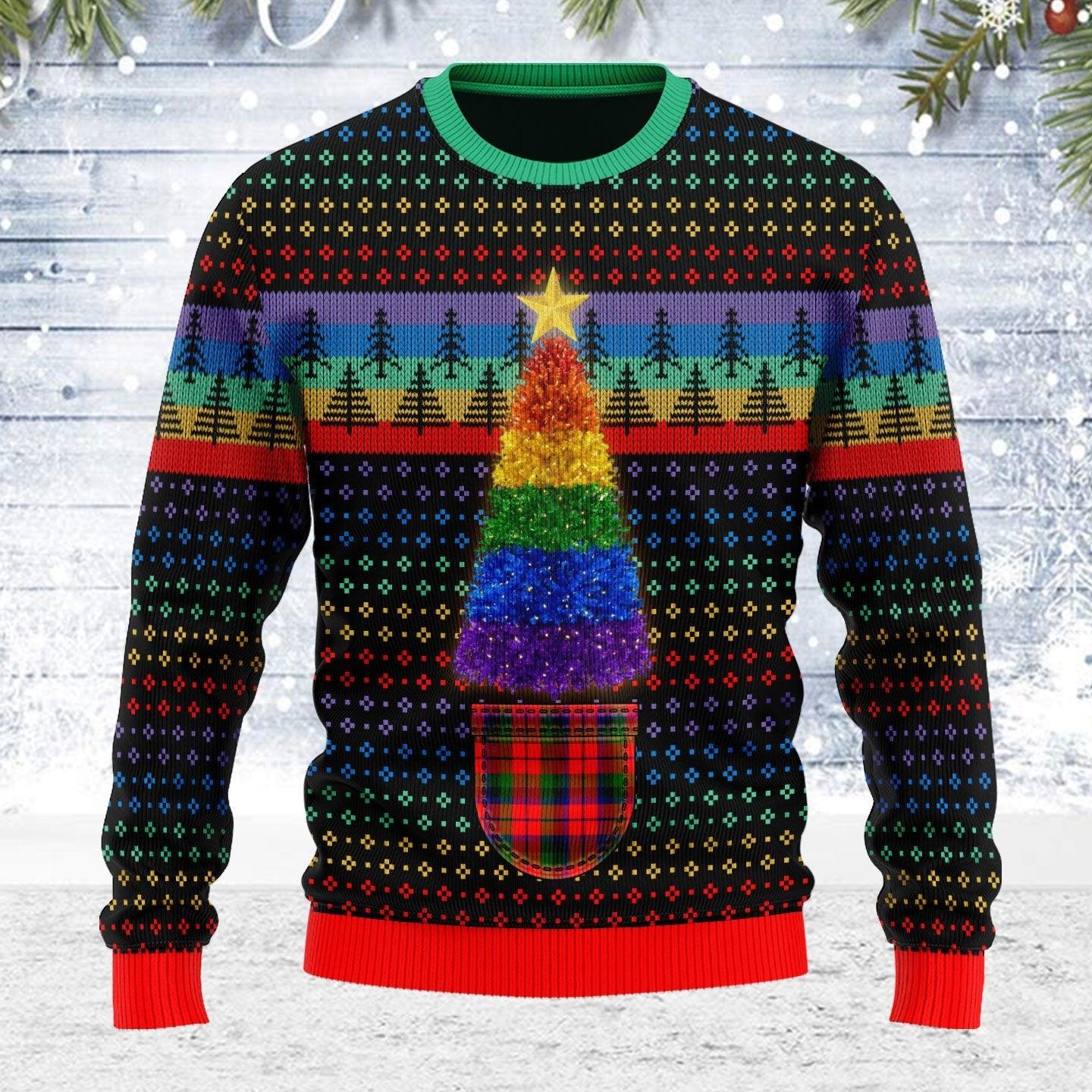 LGBTQ+ Christmas Tree Ugly Christmas Sweater - DucG