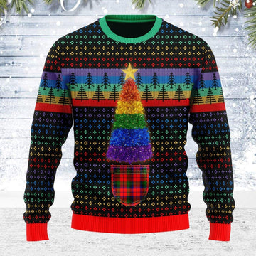 LGBTQ+ Christmas Tree Ugly Christmas Sweater - DucG