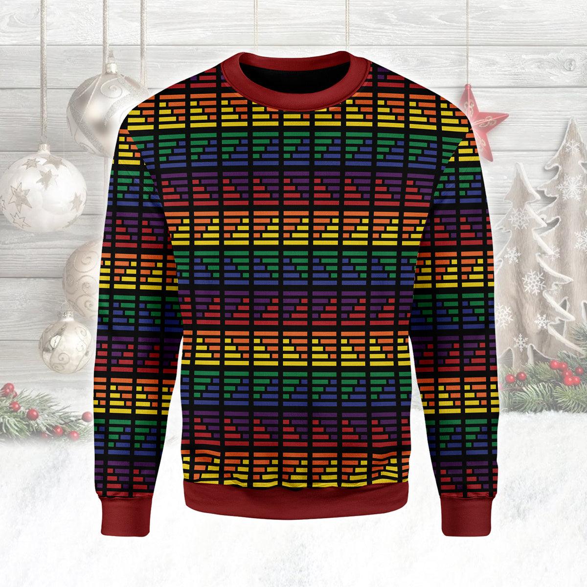 LGBTQ+ Flag Stripes Ugly Christmas Sweater - DucG