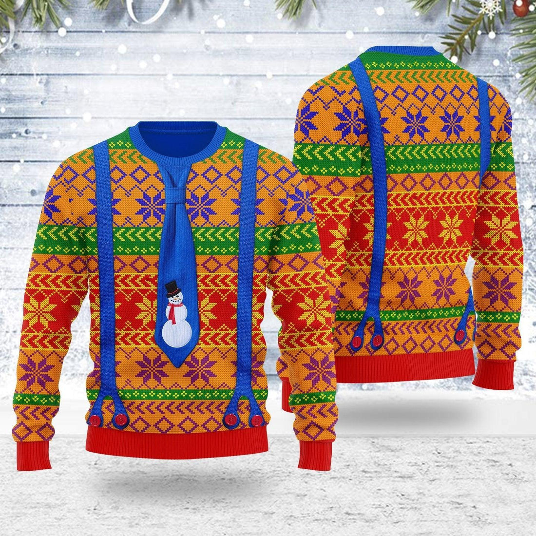 LGBTQ+ With Tie And Suspenders Ugly Christmas Sweater - DucG
