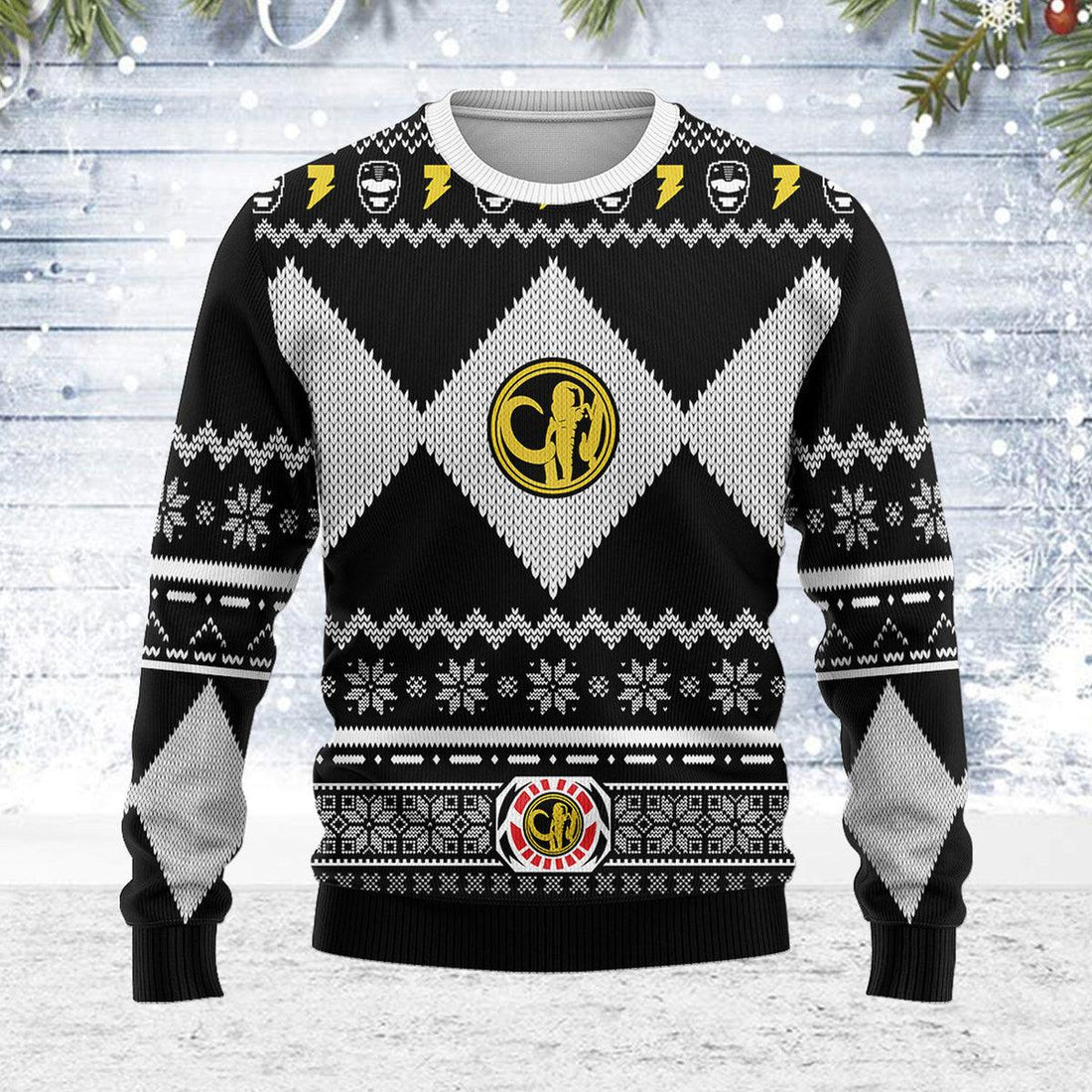 Merry Christmas Gearhomie Unisex Christmas Sweater Black Power Ranger 3D Apparel - Gearhomie.com