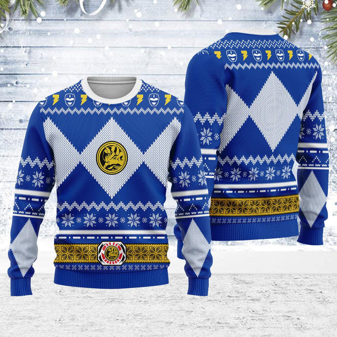 Merry Christmas Gearhomie Unisex Christmas Sweater Blue Power Ranger 3D Apparel - Gearhomie.com