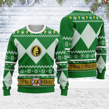 Merry Christmas Gearhomie Unisex Christmas Sweater Green Power Ranger 3D Apparel - Gearhomie.com