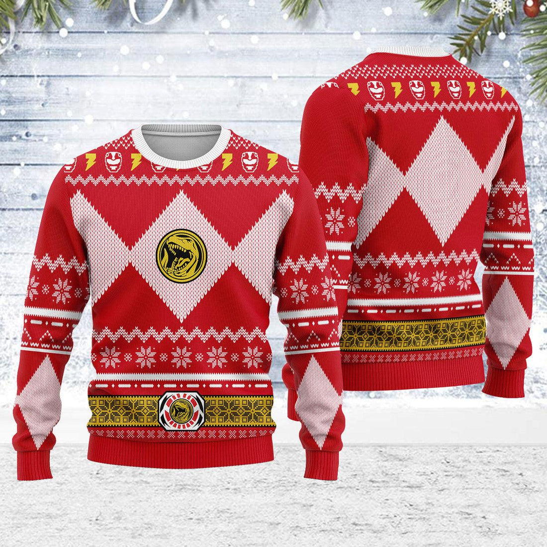 Merry Christmas Gearhomie Unisex Christmas Sweater Red Power Ranger 3D Apparel - Gearhomie.com