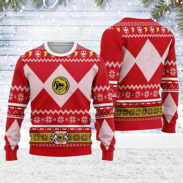 Merry Christmas Gearhomie Unisex Christmas Sweater Red Power Ranger 3D Apparel - Gearhomie.com