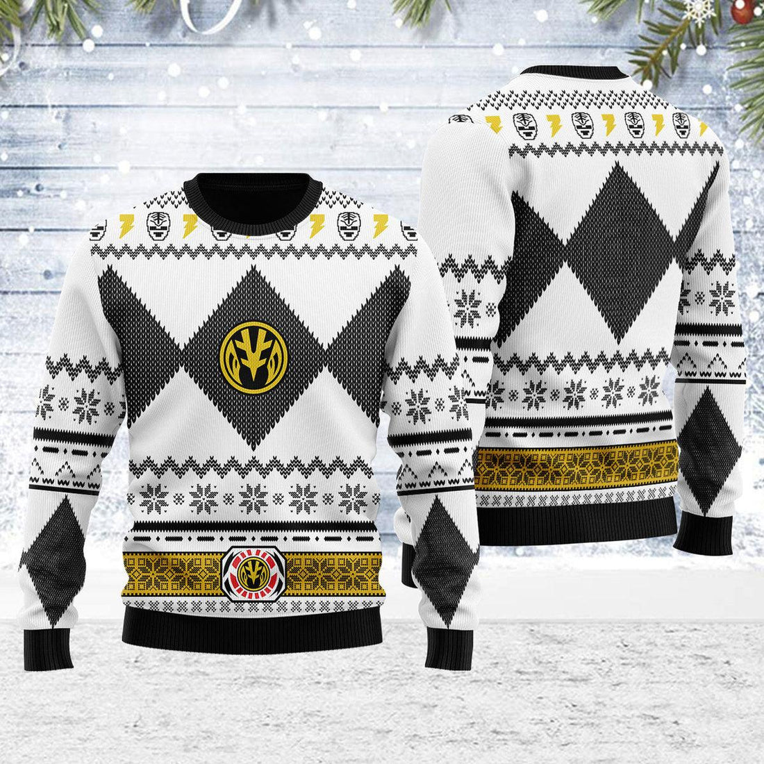 Merry Christmas Gearhomie Unisex Christmas Sweater White Power Ranger 3D Apparel - Gearhomie.com
