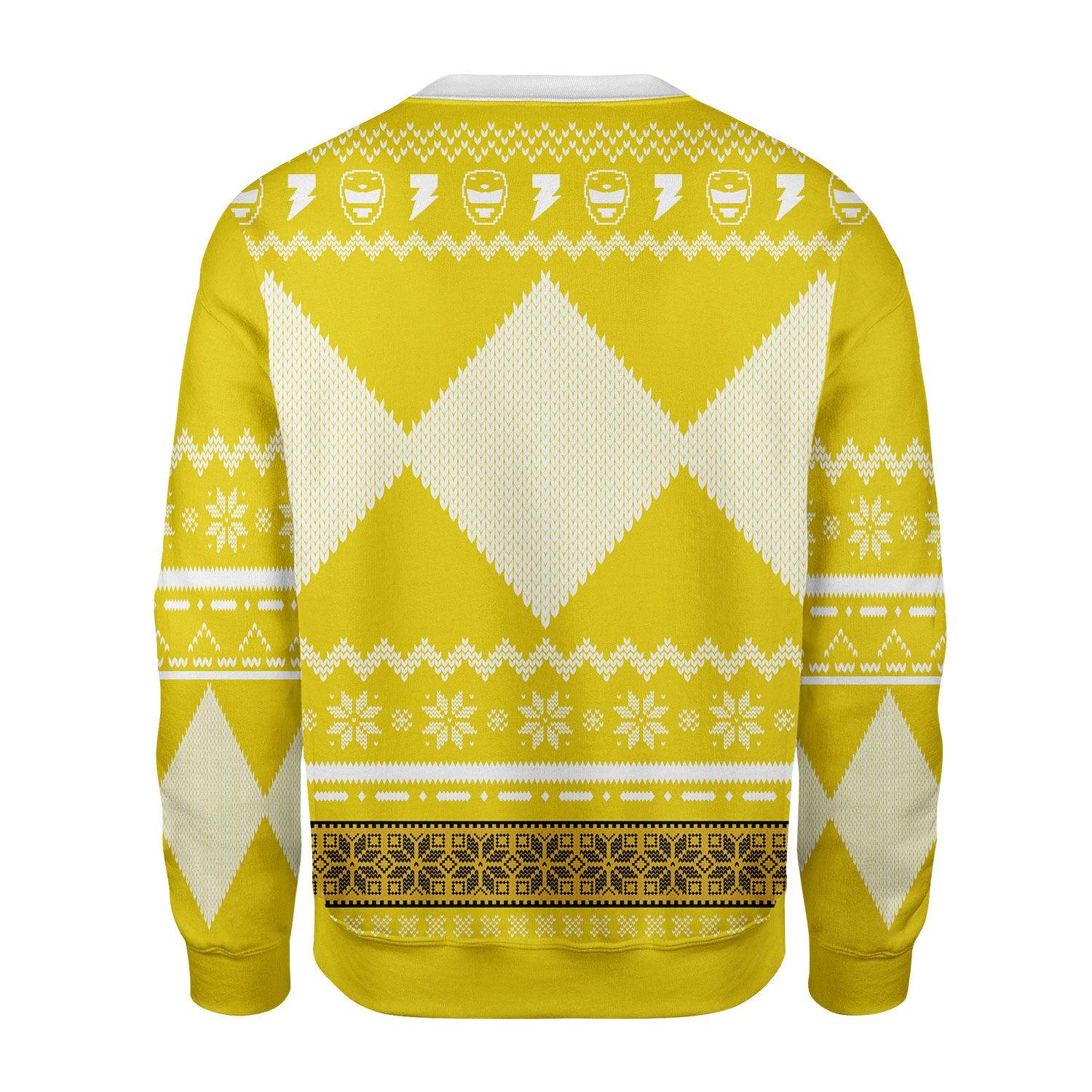 Merry Christmas Gearhomie Unisex Christmas Sweater Yellow Power Ranger 3D Apparel - Gearhomie.com