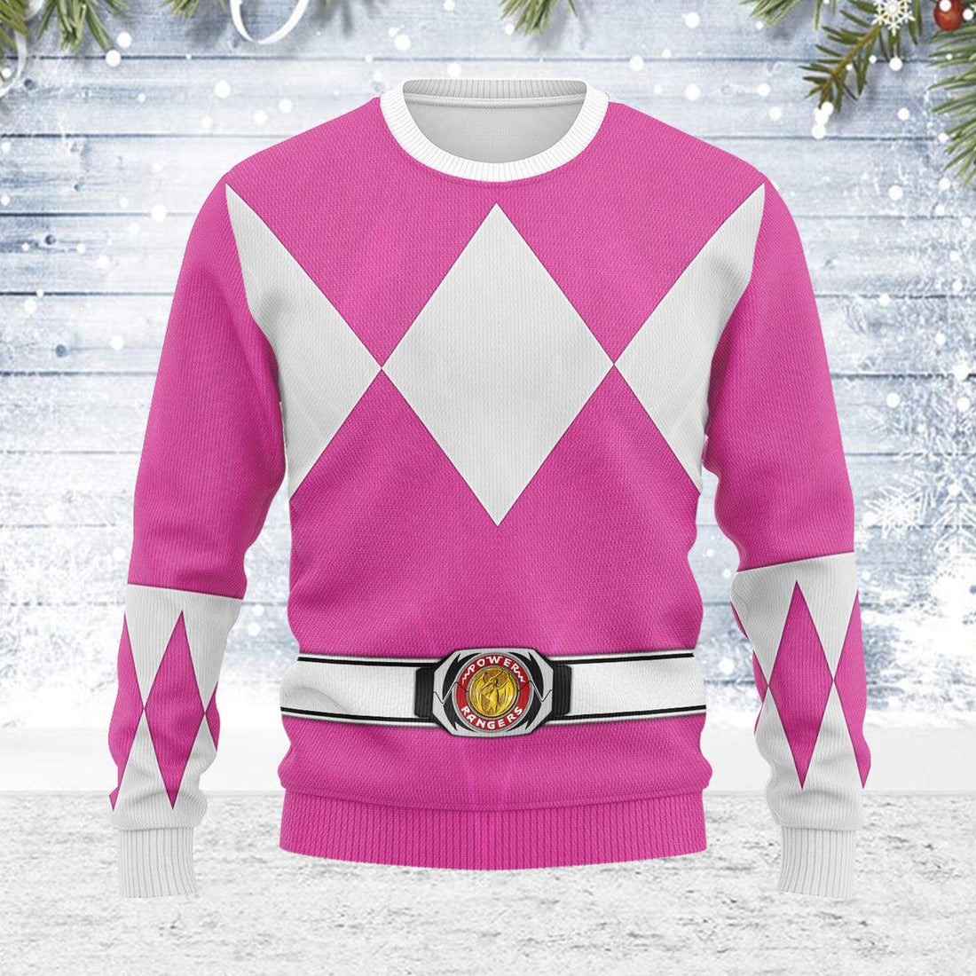 Merry Christmas Pink Ranger MM Unisex Wool Sweater - Gearhomie.com